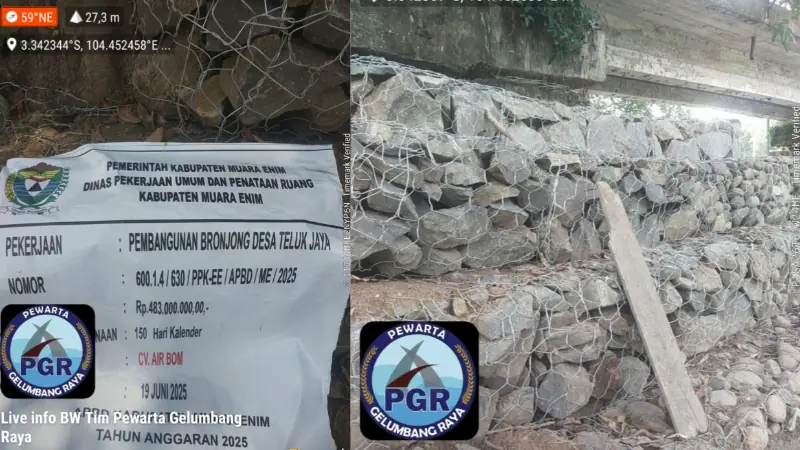 Bronjong Desa Teluk Jaya Ancam Keselamatan Pengendara? Pekerjaan CV Air Bom Tuai Sorotan