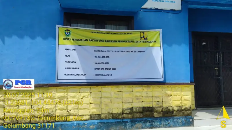 CV. Zahra Zein selaku kontraktor pelaksana rehab balai KB kecamatan Gelumbang